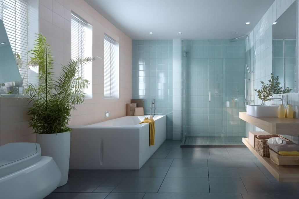 Badezimmer in pastellblau
