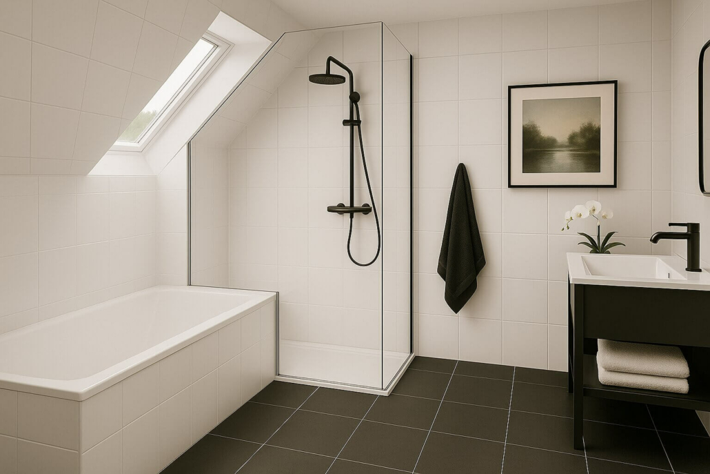 Dusche nach Maß an einer Dachschräge Dusche nach Maß an einer Dachschräge