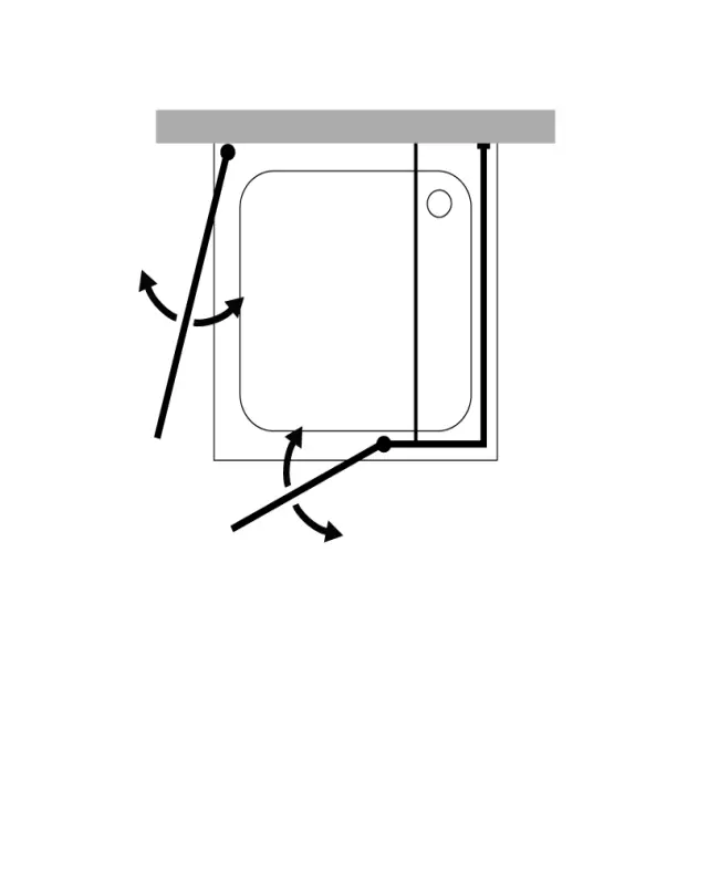 Große Dusche U Form Sondermaße, 2 Pendeltüren als Eckeinstieg & Festwand