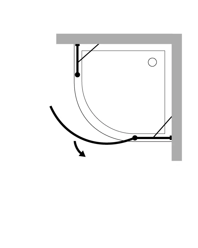 Viertelkreis-Dusche 1 Tür 100x100cm