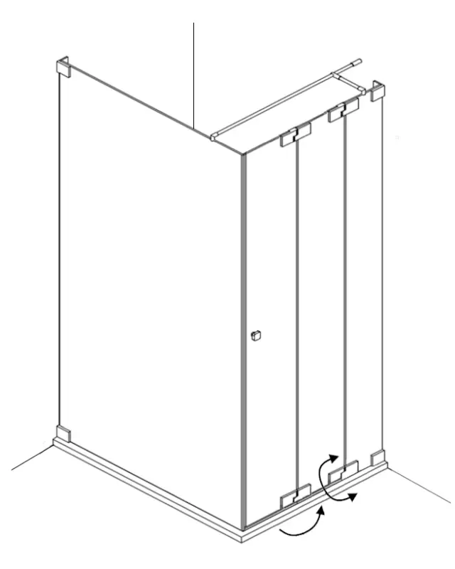 Eck Duschkabine mit Falttür an Festteil & Festwand 120cm, Sondermaße