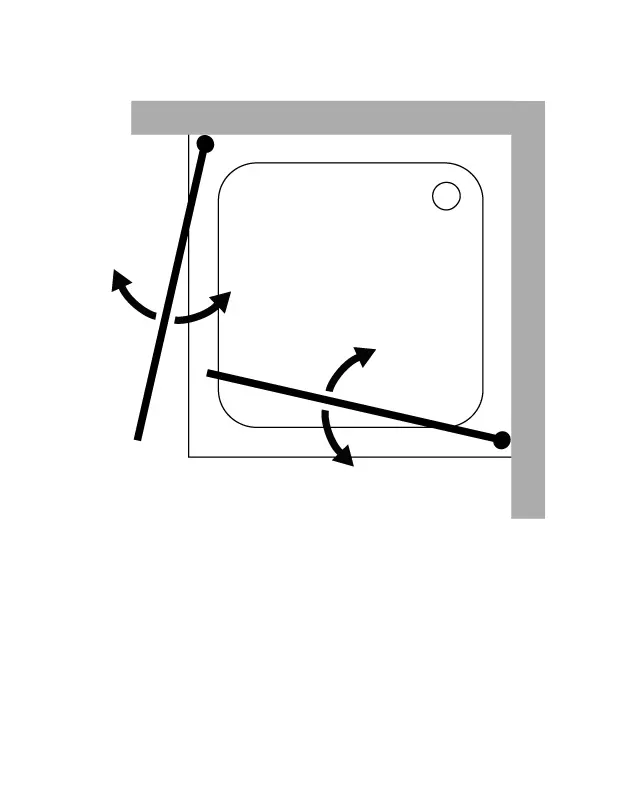 Eckdusche 80x80 mit 2 Pendeltüren an Wand & Duschwanne
