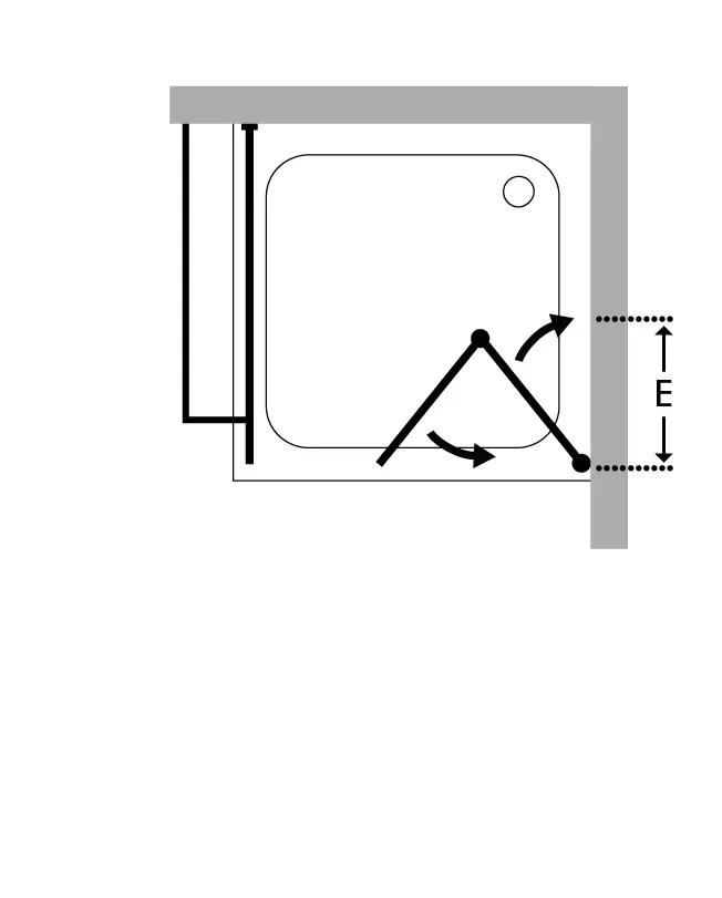 Eckdusche Falttür mit Festwand 100x90 & Duschwanne