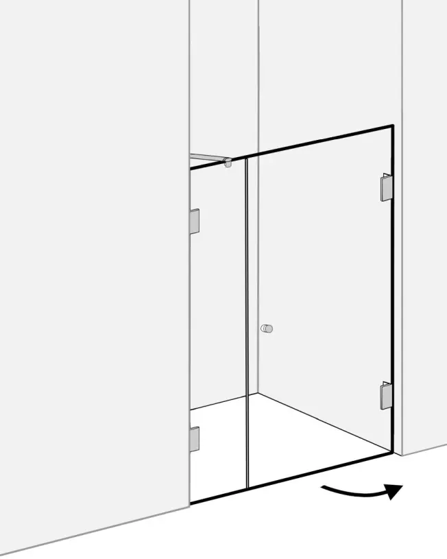 Bündige Duschabtrennung für XXL Nische bis 150,5cm mit Tür an Wand