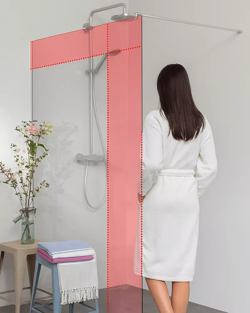 Begehbare Dusche: Duschwand zum Kleben nach Maß bis H=230 cm