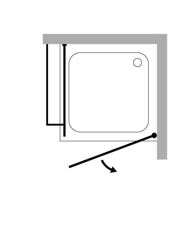Eckdusche mit Festwand & Tür an Wand