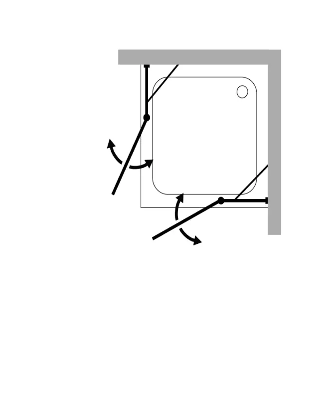 Teilgerahmte Eckdusche 90x80 mit 2 Pendeltüren & Duschwanne