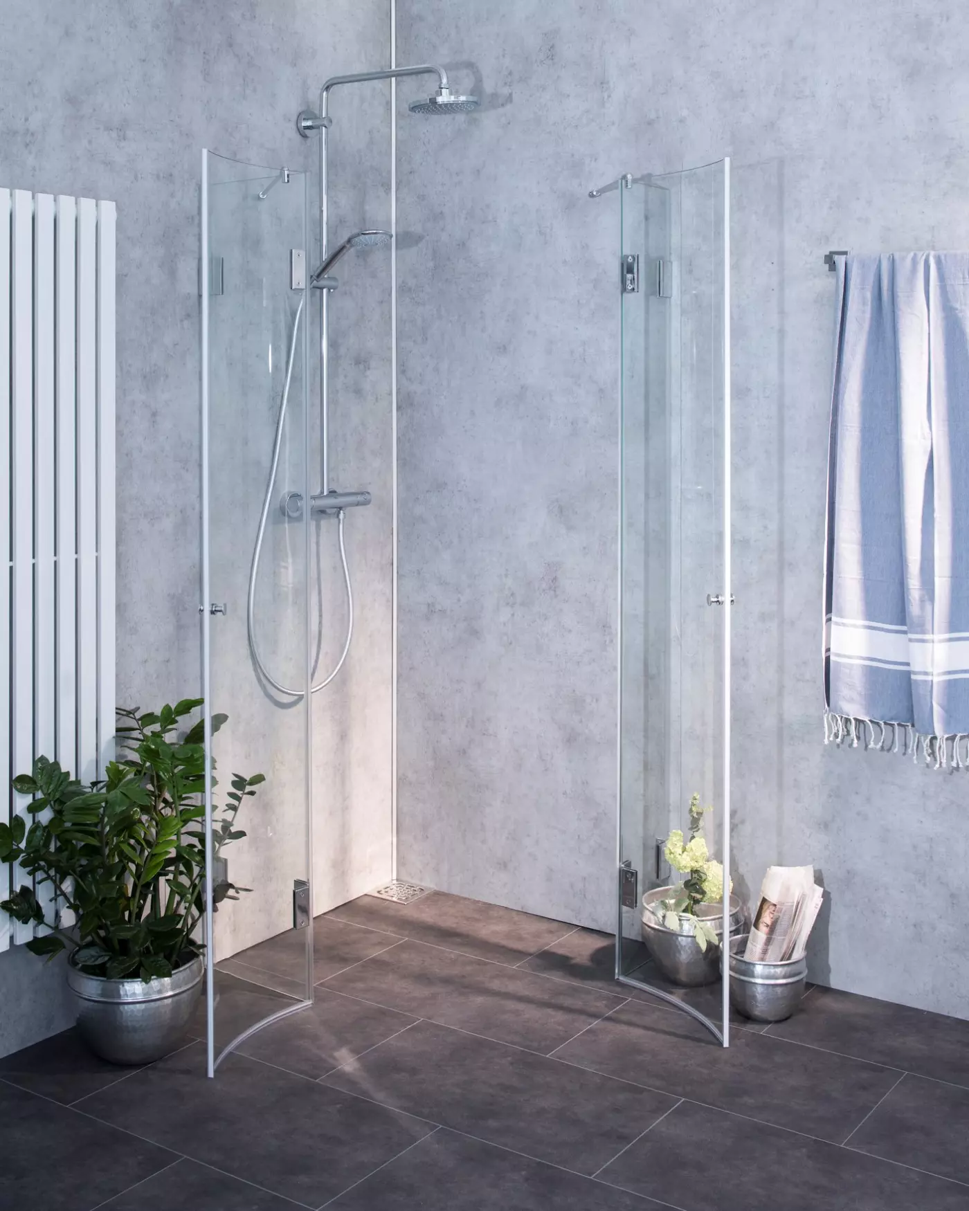 Viertelkreis-Dusche 80x80 mit 2 Türen