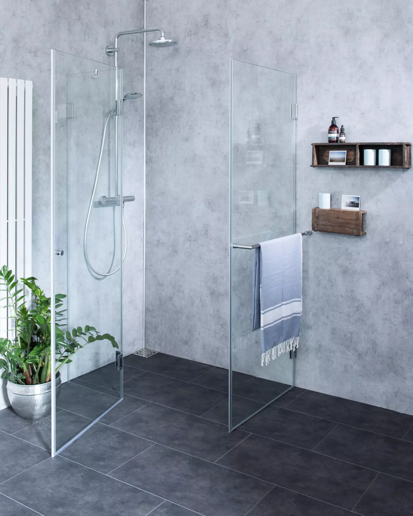 Eckdusche mit Festwand ESG Glas Chrom 100x120cmH=195cm