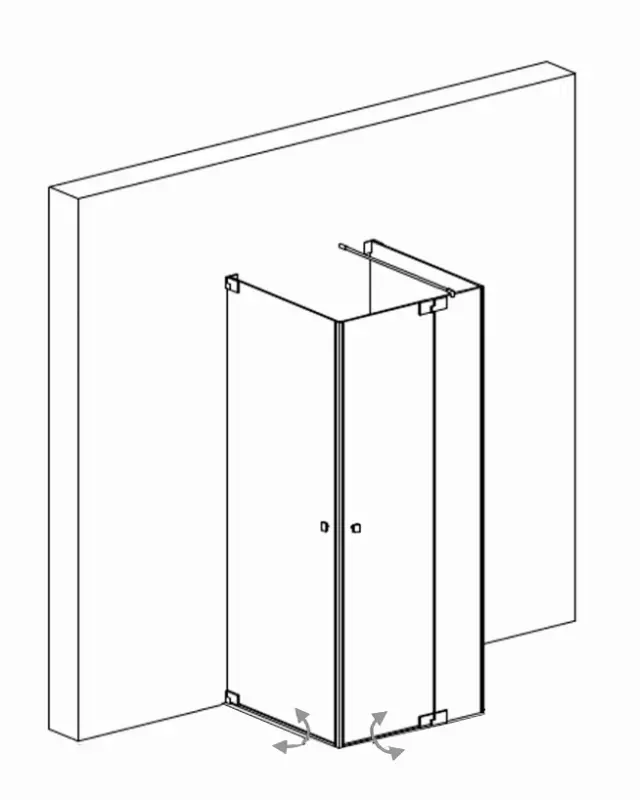 Große Dusche U Form Sondermaße, 2 Pendeltüren als Eckeinstieg & Festwand