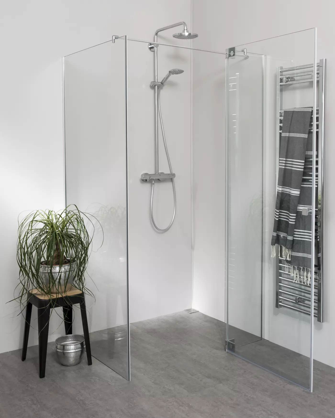 Teilgerahmte Eck Duschkabine 100x90cm mit Pendeltür groß und Seitenwand & Duschwanne