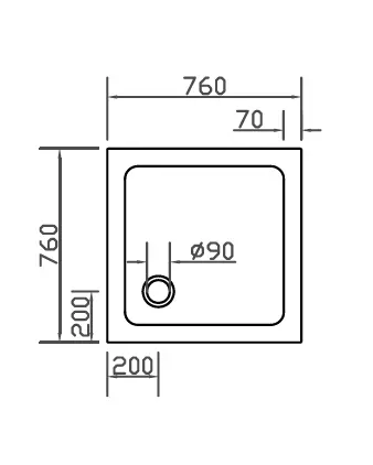 Eckdusche 75x75 Pendeltür und Festwand & Duschwanne