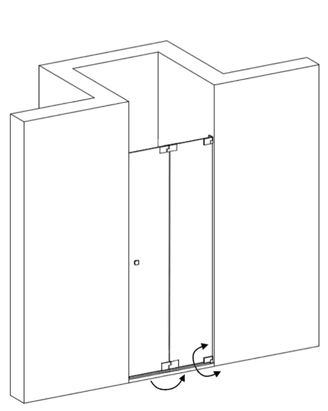 Nischendusche mit Falttür an Wand