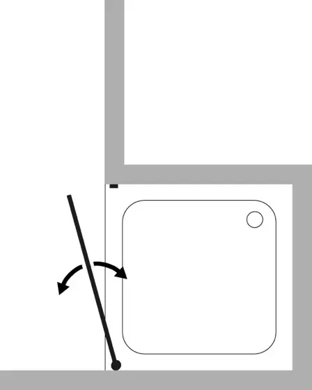 Nischendusche mit Pendeltür an Wand