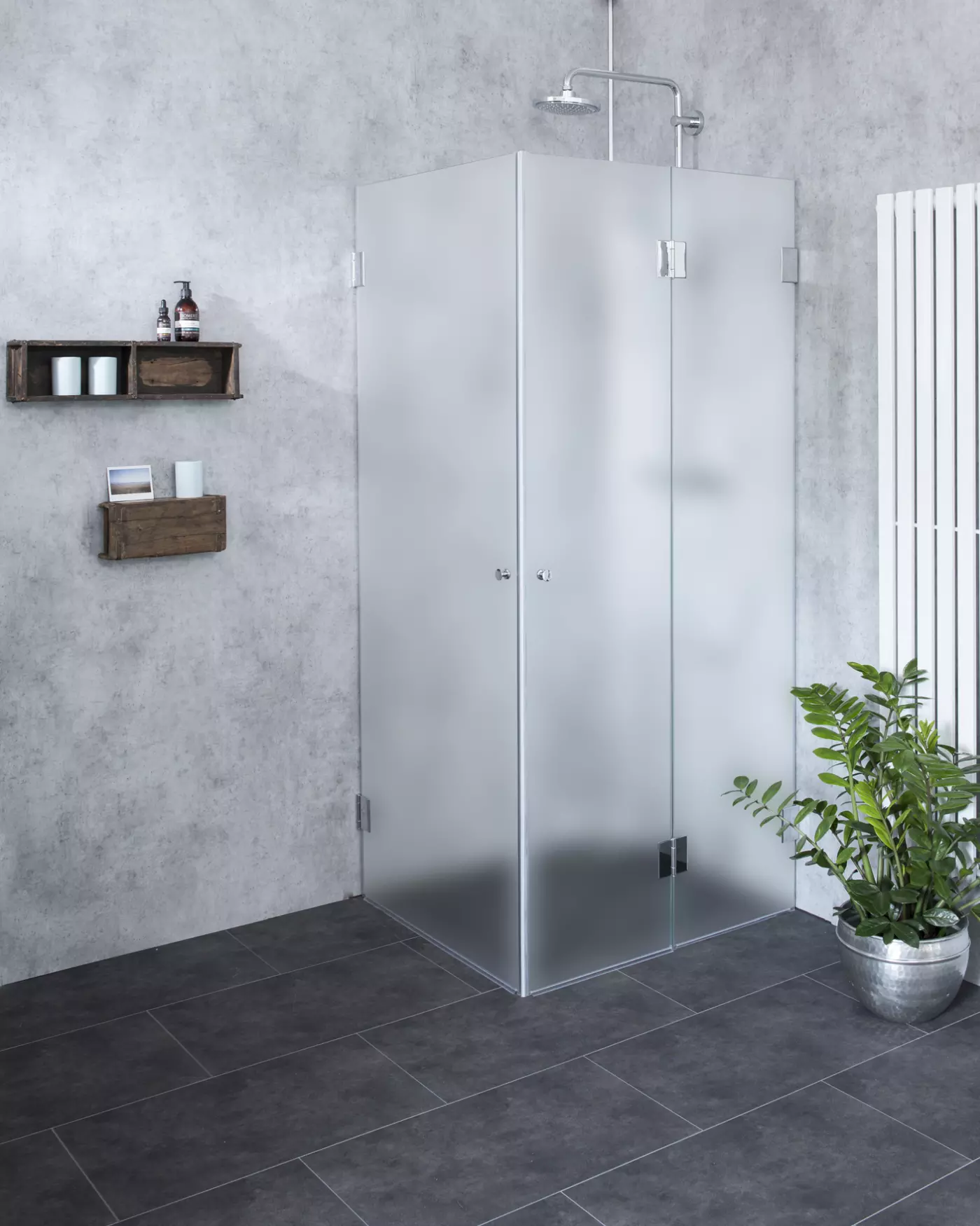 Dusche nach Maß Falttür + Außentür