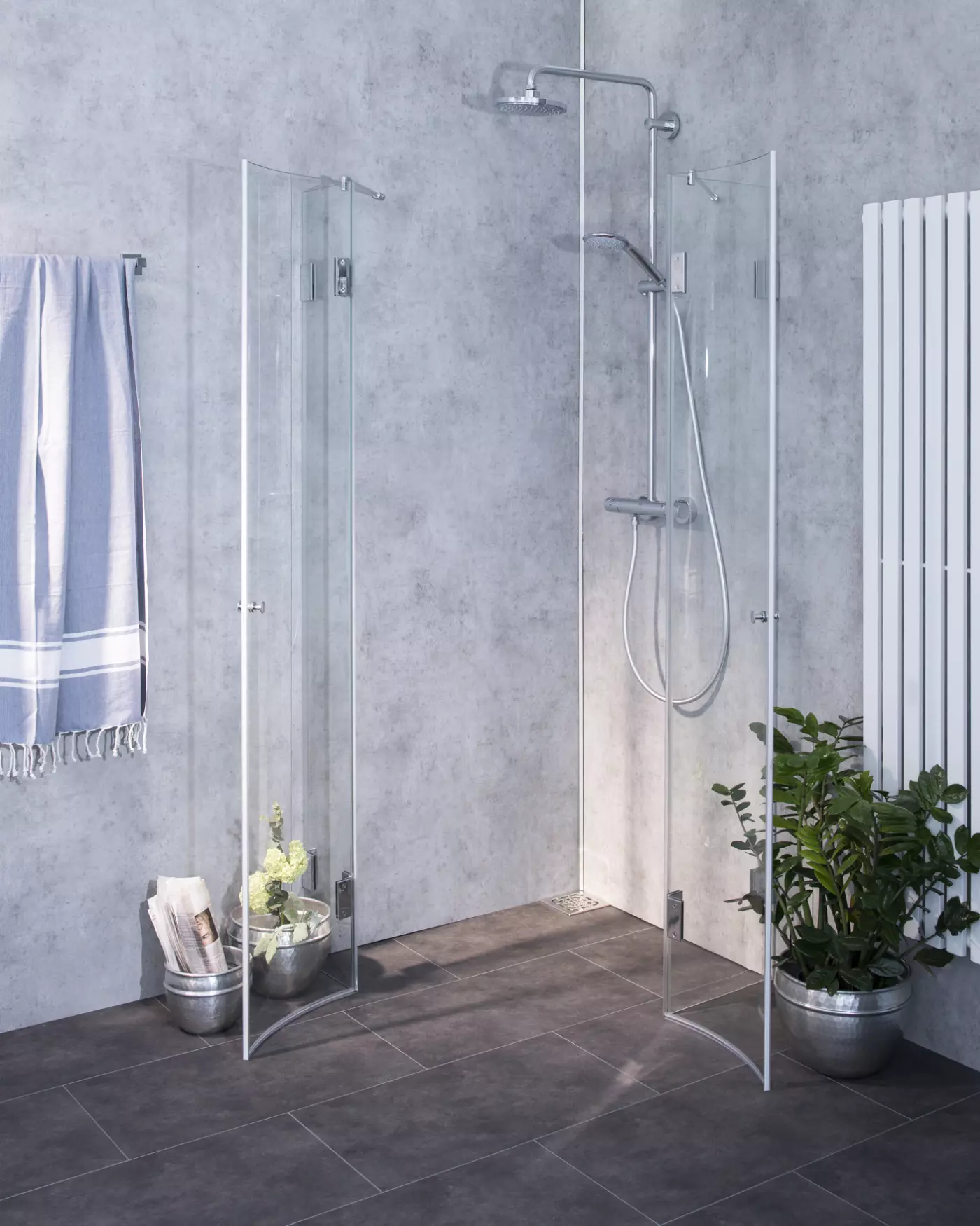 Viertelkreis-Dusche 80x90 mit 2 Türen