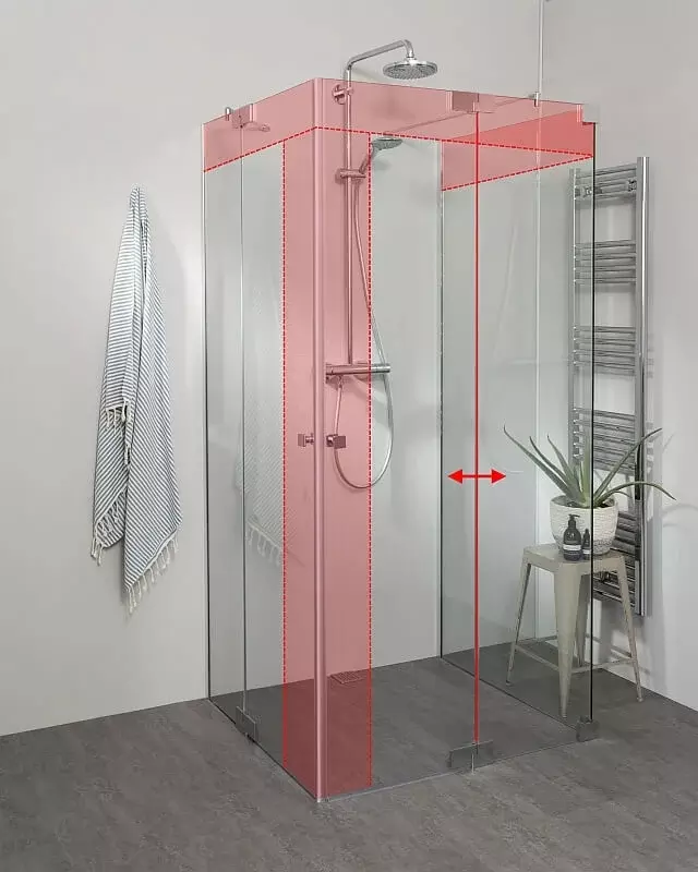 Teilgerahmte U Form Dusche mit 2 Pendeltüren als Eckeinstieg nach Maß