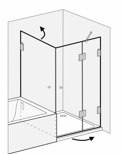 Eckdusche neben Badewanne