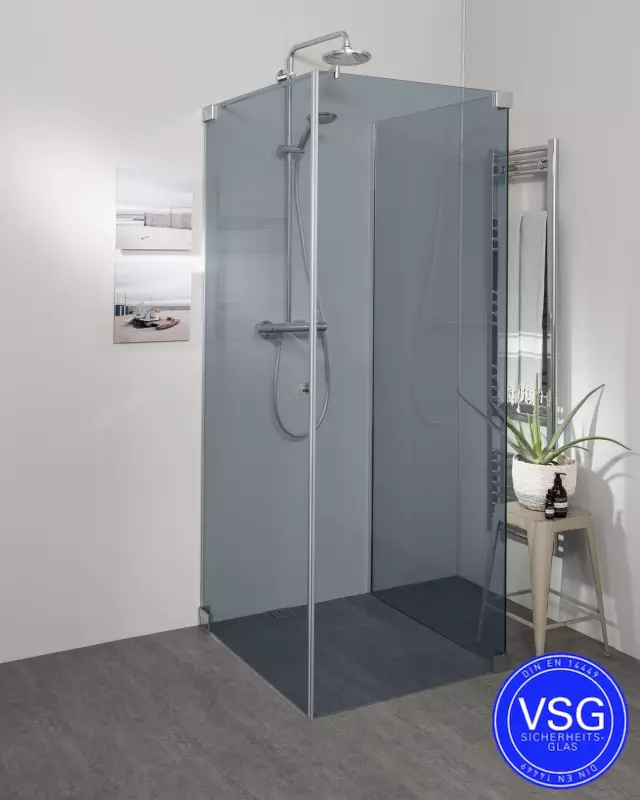 Teilgerahmte VSG Dusche U Form mit Pendeltür an Wand Maßanfertigung