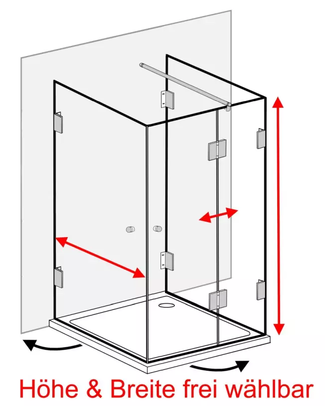 U-Form Duschkabine Sonderanfertigung