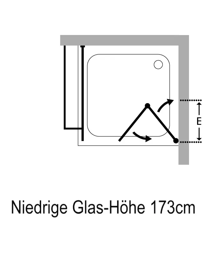 Eckdusche 120x90 mit 2 Falttüren Höhe 173cm & Duschwanne