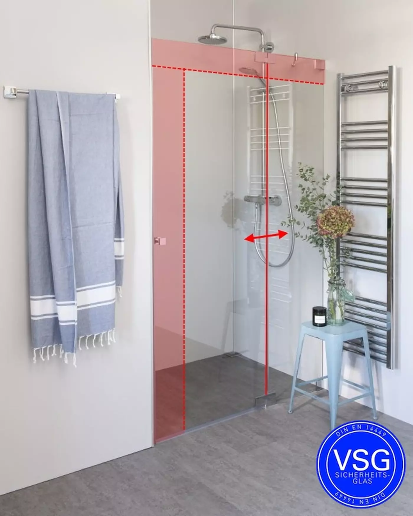 VSG Nischendusche mit Pendeltür nach Maß