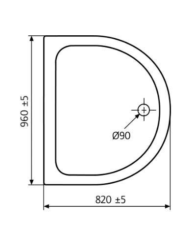 HSK Duschwanne halbrund 96x82cm Radius 48cm H=3,5cm Acryl weiß