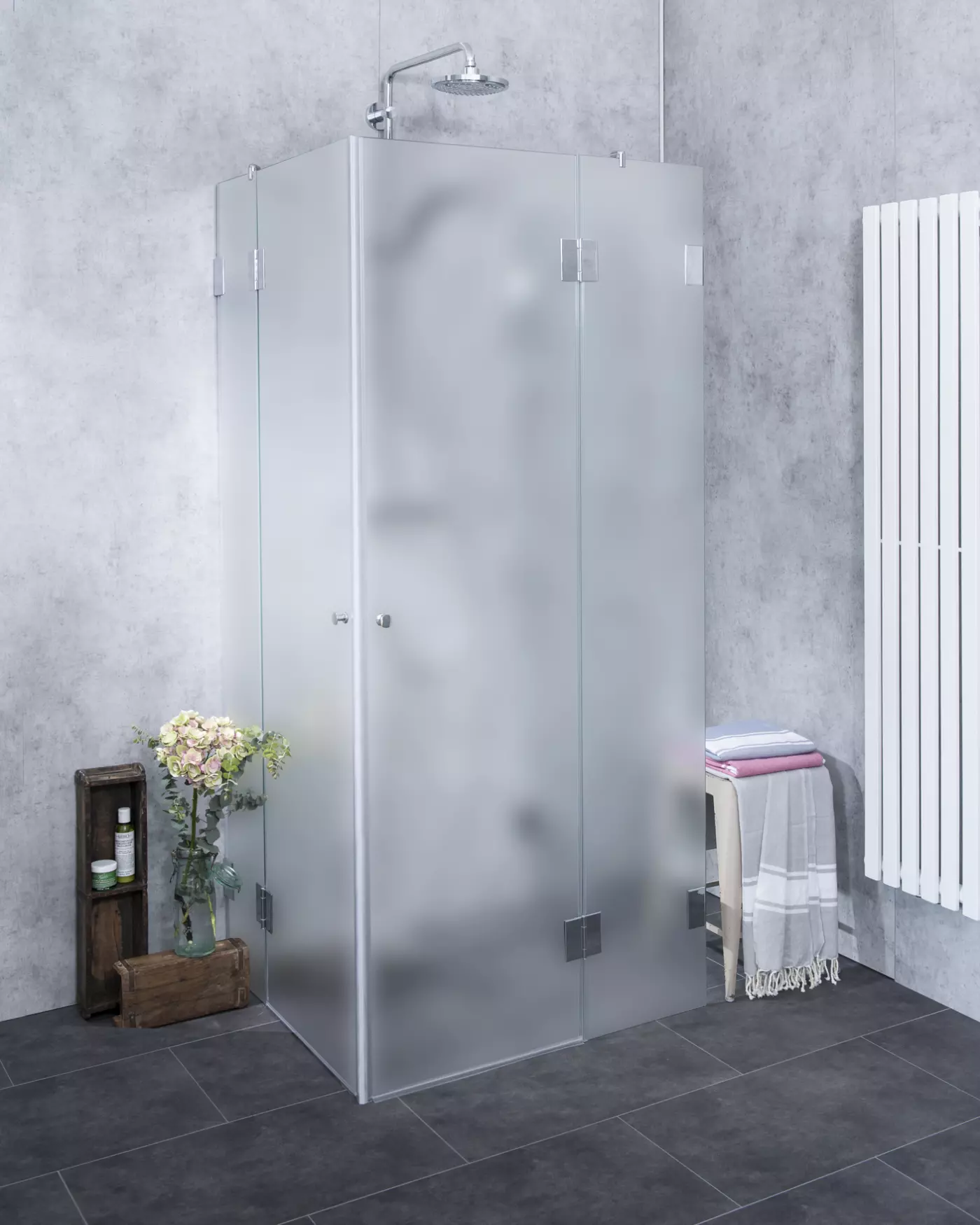 U-Form Dusche nach Maß Eckeinstieg