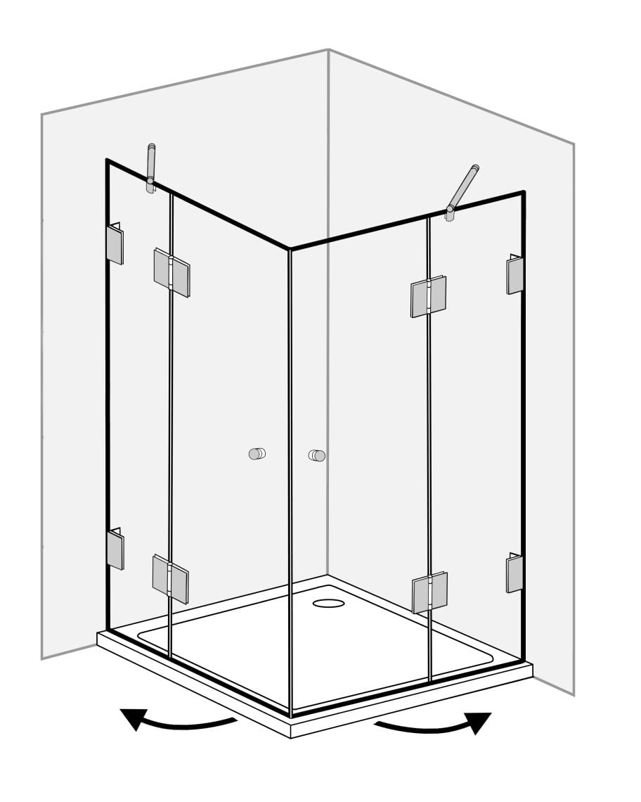 Eckdusche mit 2 Türen 90x90cm