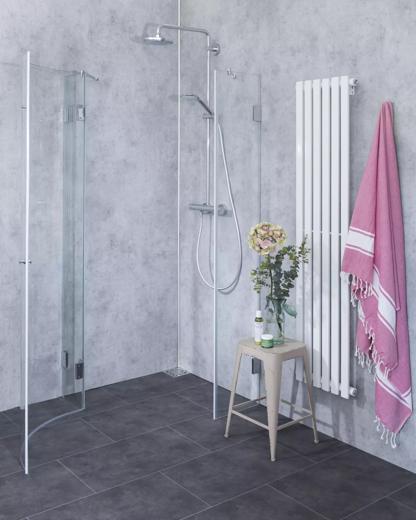 Viertelkreis-Dusche 1 Tür 100x100cm