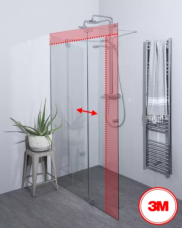 Walk-In Dusche zum Kleben: Festwand mit Klappteil + Wandprofil, Maßanfertigung
