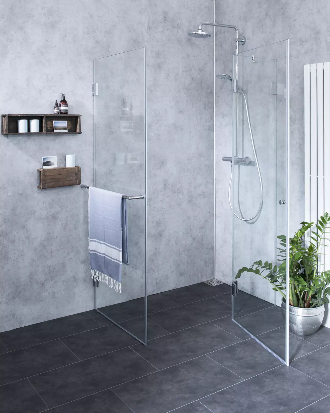 Eckdusche mit Festwand ESG Glas Chrom 100x120cmH=195cm