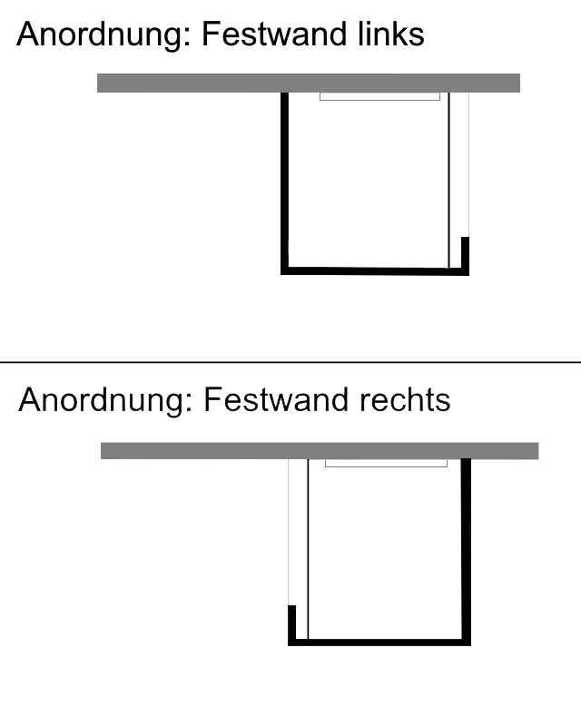 Begehbare Dusche: Walk In Duschwand mit Glas Seitenwand und Festteil