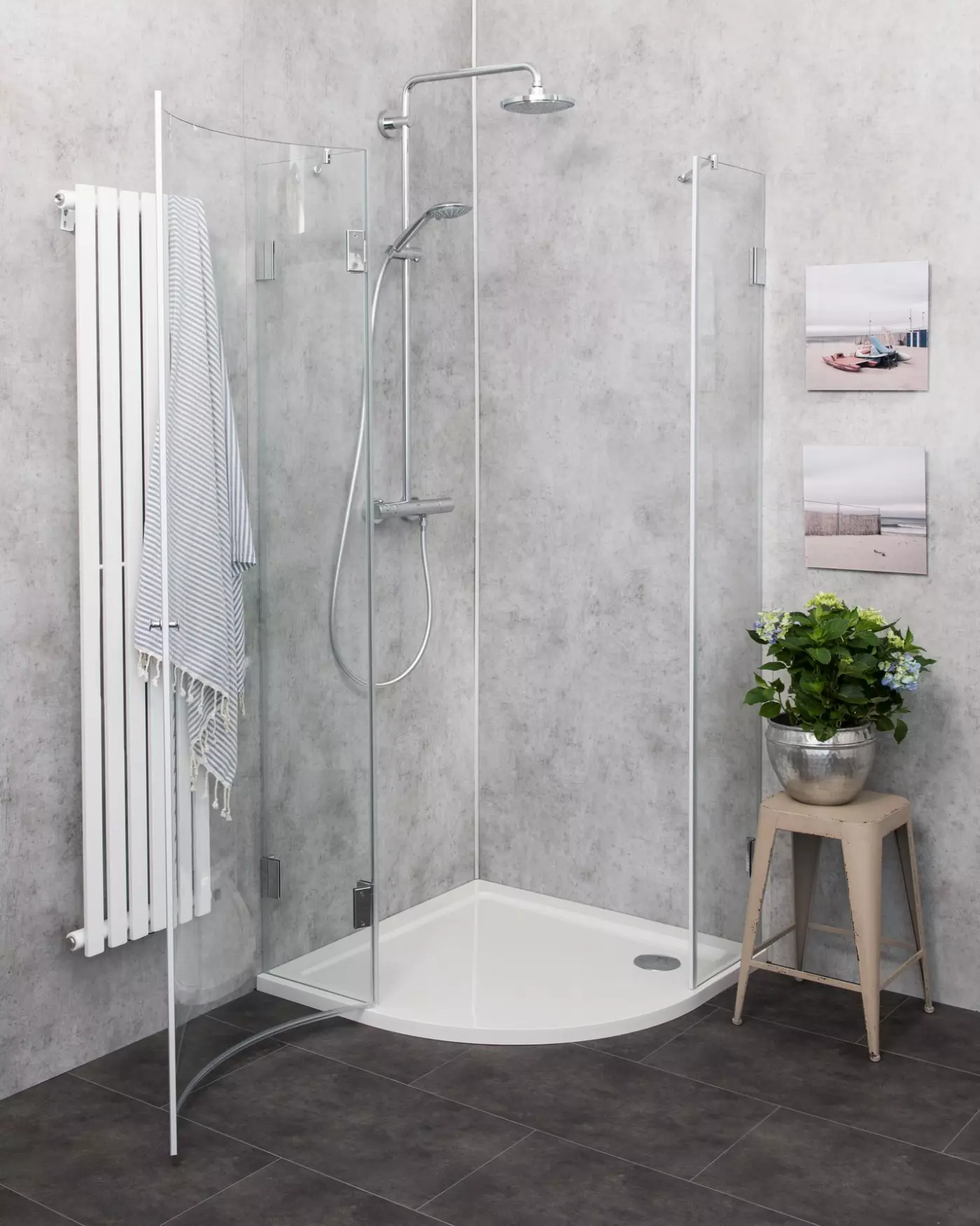 Viertelkreis-Dusche 1 Tür 100x100cm