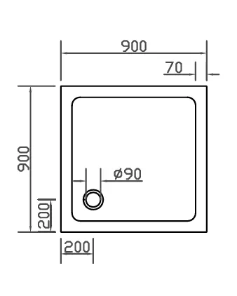 Antirutsch Duschwanne 90x90 quadratisch flach auch bodengleich
