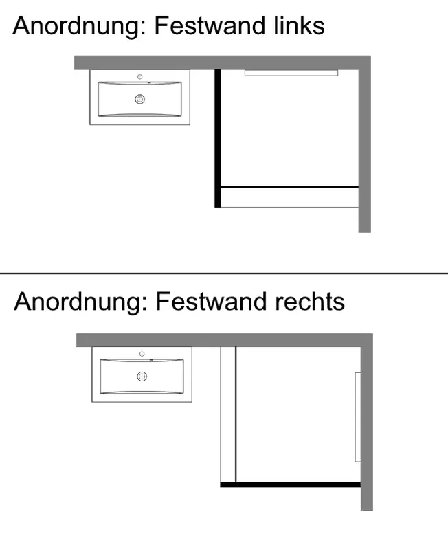 VSG Duschwand zum Kleben bis 120 cm Breite mit Wandprofil