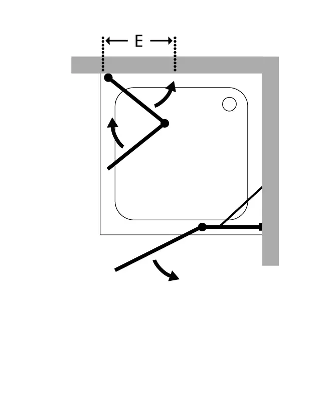 Eckdusche 120x80 Falttür & Tür an Festteil mit Duschwanne