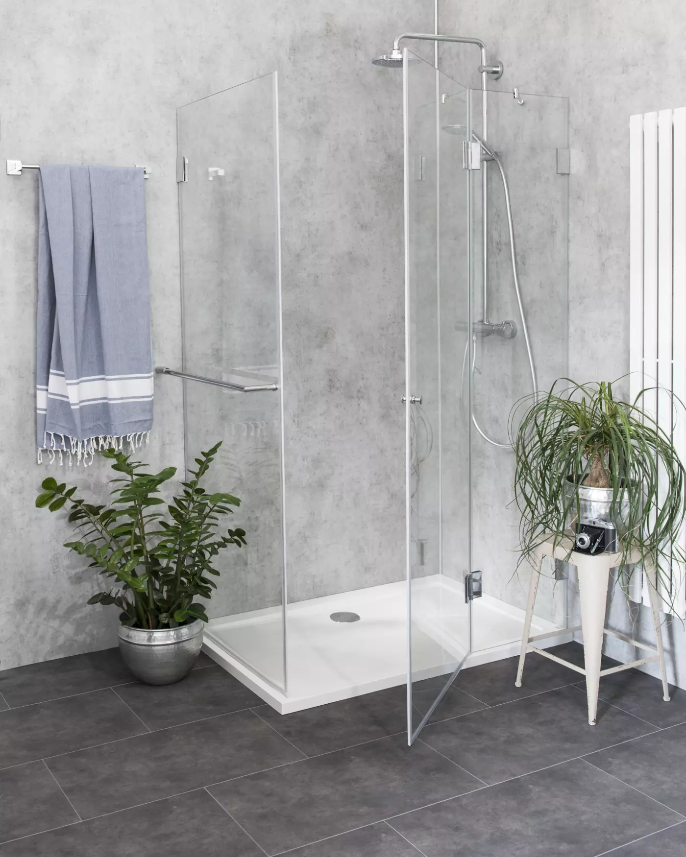 Eckdusche mit Festwand ESG Glas Chrom 100x120cmH=195cm