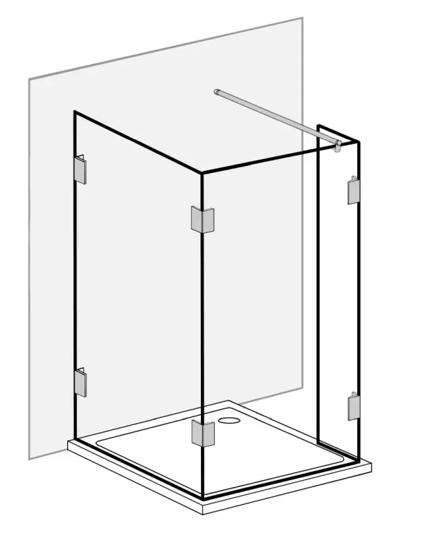 Walk-in Dusche mit 3 Seiten