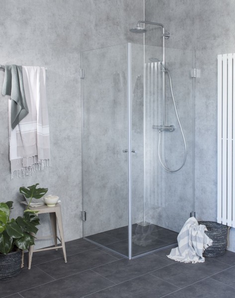Eck-Dusche mit 2 Türen ESG Glas H=173cm