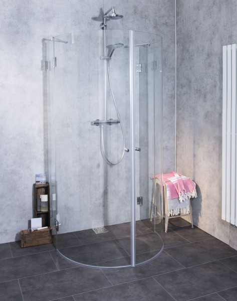 Halbkreis-Dusche mit 2 Türen ESG Glas H=195cm