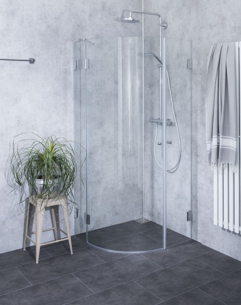Viertelkreis-Dusche mit Innentüre ESG Glas H=195cm