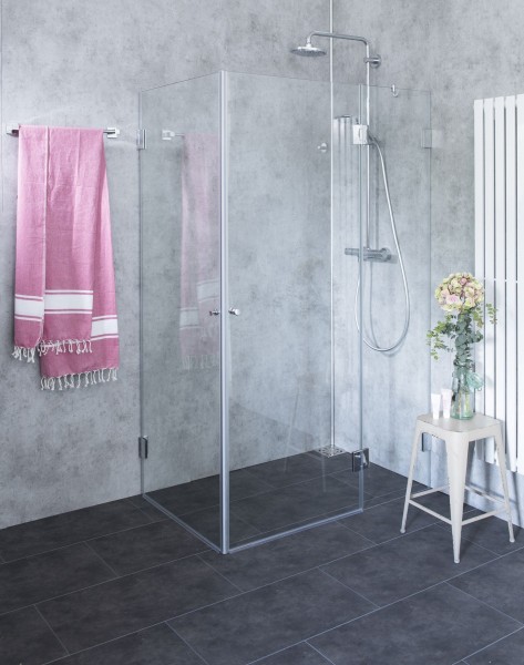 Eck-Dusche mit 2 Türen ESG Glas H=195cm