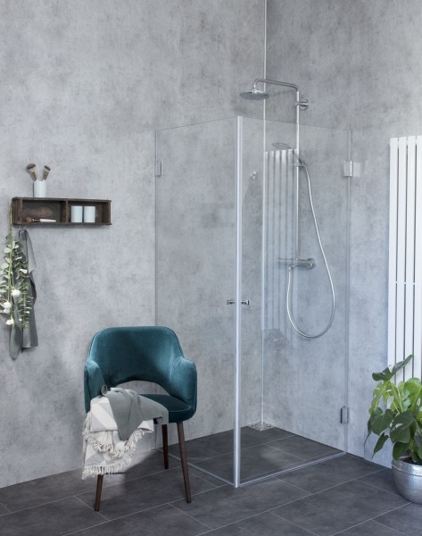 Eck-Dusche mit 2 Türen ESG Glas Chrom H=173cm