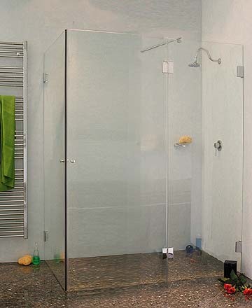 Bündige Eck-Duschkabine 2 Türen ESG Glas H=195cm