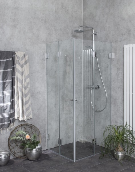 Eck-Falt-Dusche mit 2 Falt-Türen verkürzte Höhe 173 cm