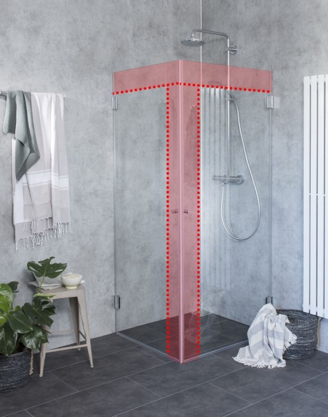 Sondermaß Eck-Dusche mit 2 voll öffnenden Türen Glas