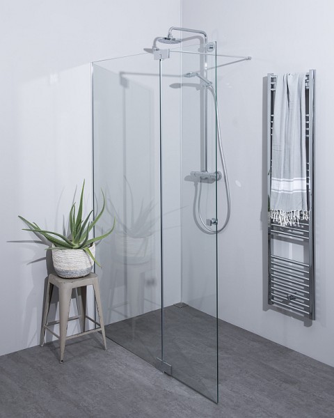 Begehbare Dusche: Duschwand mit Wandprofil & Klappteil