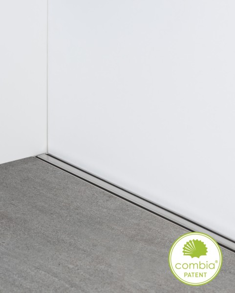 Duschrinne flach, drehbarer Ablauf an der Seite, Länge 120 cm